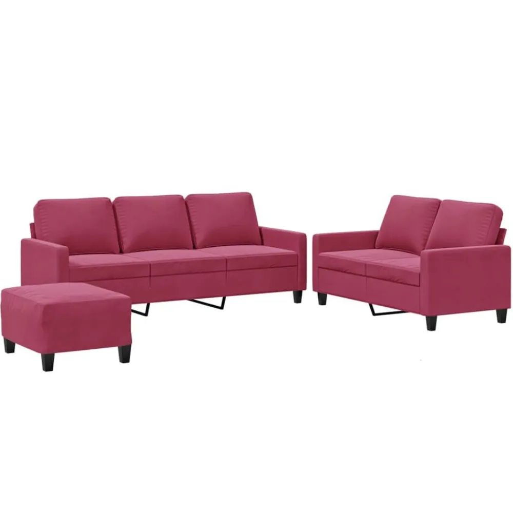 3-delige Loungeset met kussens fluweel>vidaXL Discount