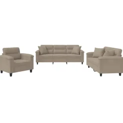 3-delige Loungeset met kussens microvezelstof>vidaXL Sale