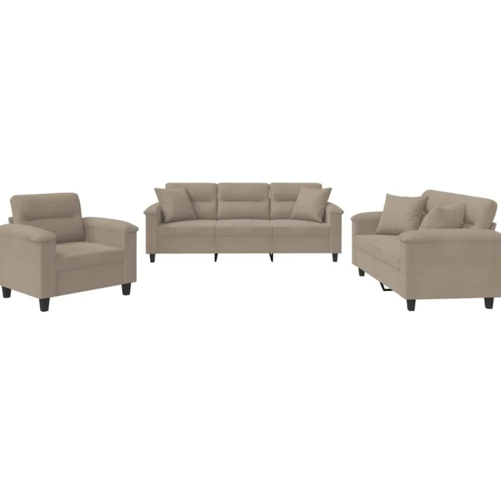 3-delige Loungeset met kussens microvezelstof>vidaXL Sale