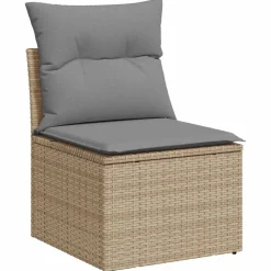 7-delige Loungeset met kussens poly rattan beige><noscript><img width=
