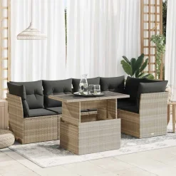6-delige Loungeset met kussens poly rattan>vidaXL Best