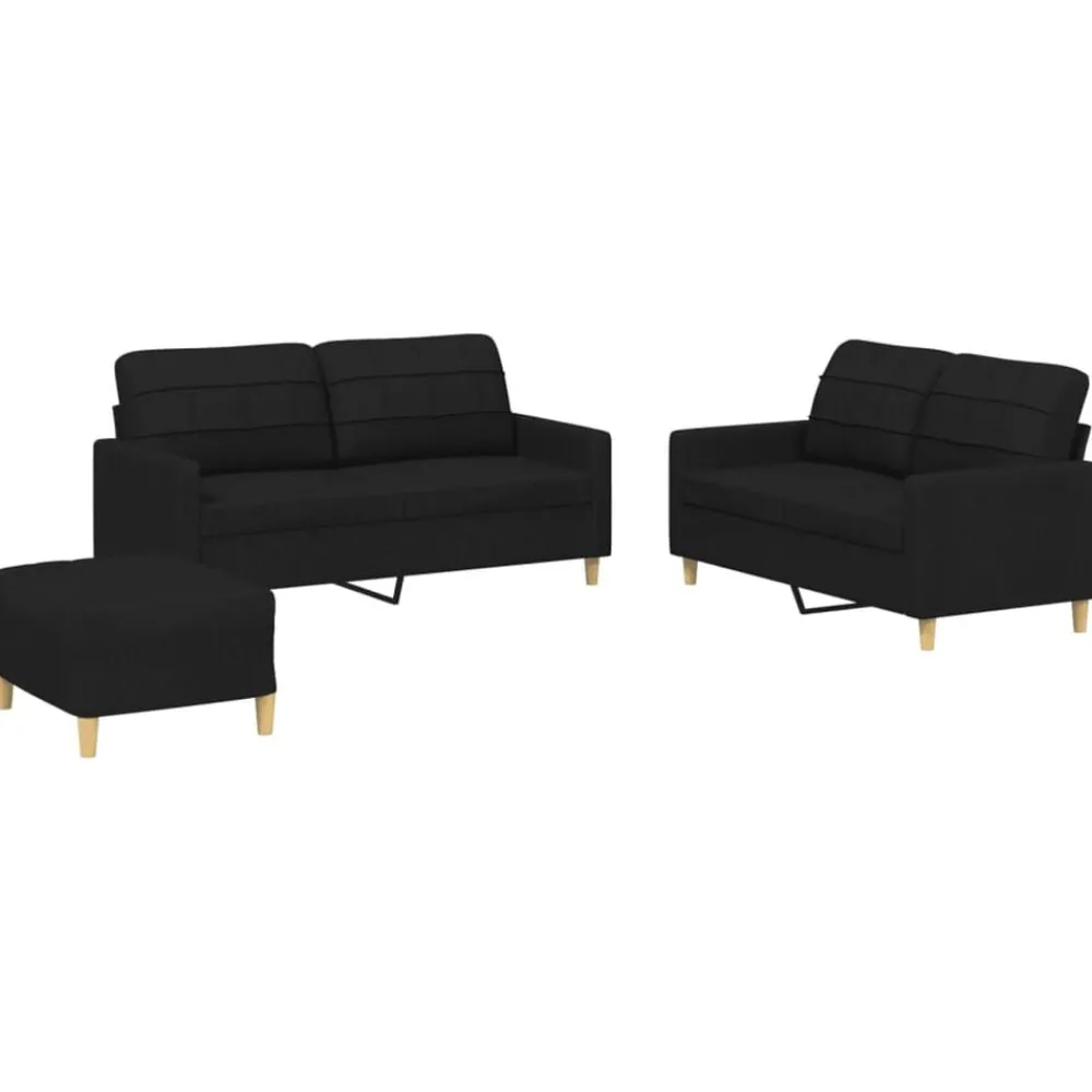 Banken*vidaXL 3-delige loungeset met kussens stof Zwart