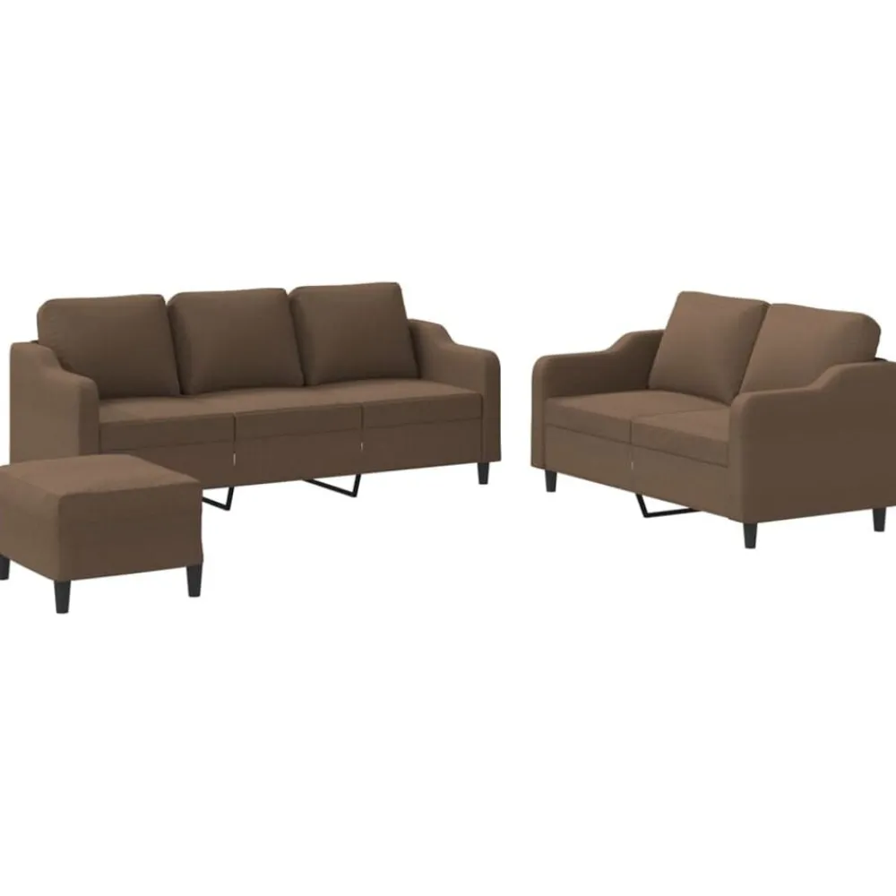 Banken*vidaXL 4-delige Loungeset met kussens stof bruin
