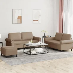 3-delige Loungeset met kussens kunstleer>vidaXL New