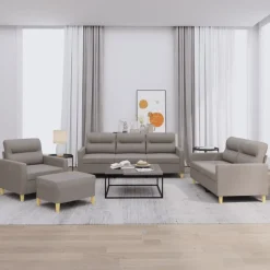 4-delige Loungeset met kussens stof>vidaXL New