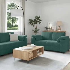 Banken*vidaXL 3-delige Loungeset met kussens fluweel Donkergroen