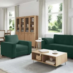 Banken*vidaXL 3-delige Loungeset met kussens fluweel Donkergroen