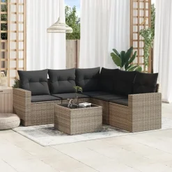 6-delige Loungeset met kussens poly rattan>vidaXL Best