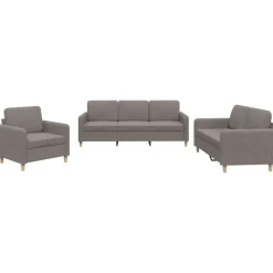 Banken*vidaXL 3-delige Loungeset met kussens stof Taupe