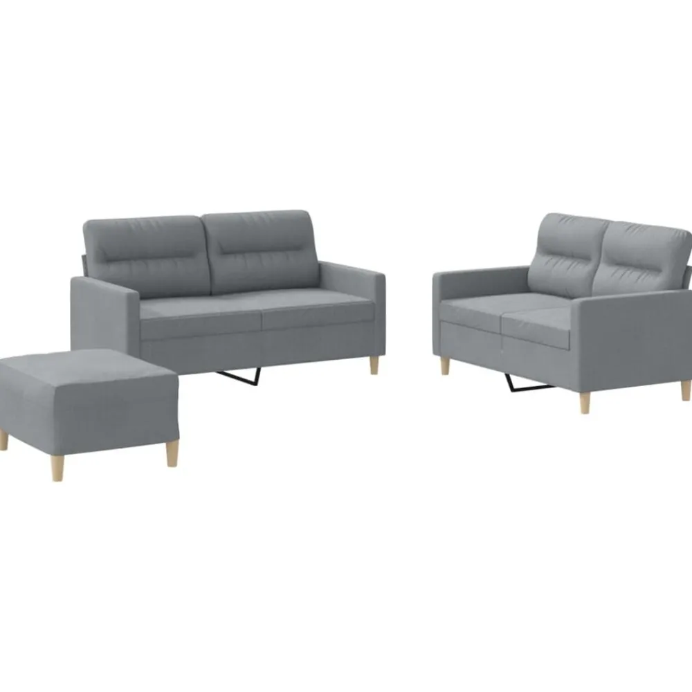 Banken*vidaXL 3-delige Loungeset met kussens stof Lichtgrijs