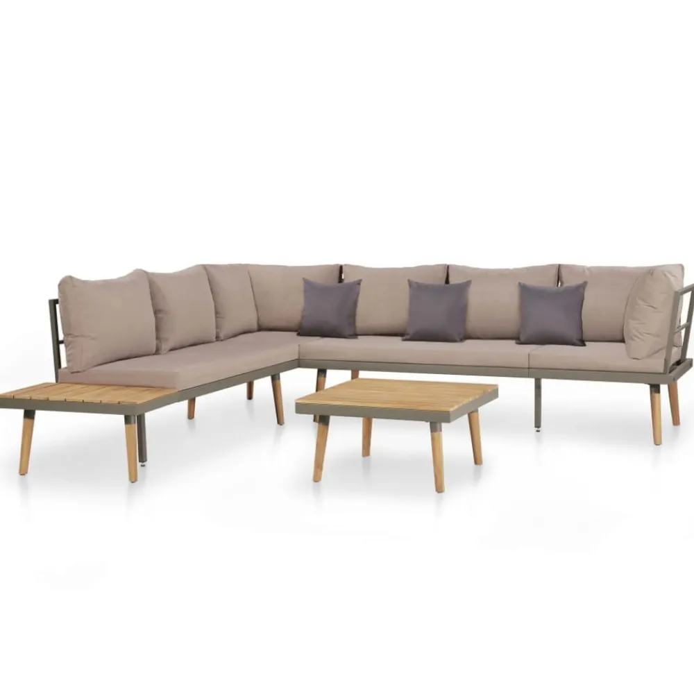 4-delige Loungeset met kussens massief acaciahout bruin>vidaXL