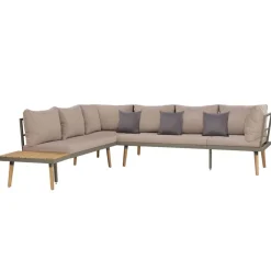 4-delige Loungeset met kussens massief acaciahout bruin>vidaXL