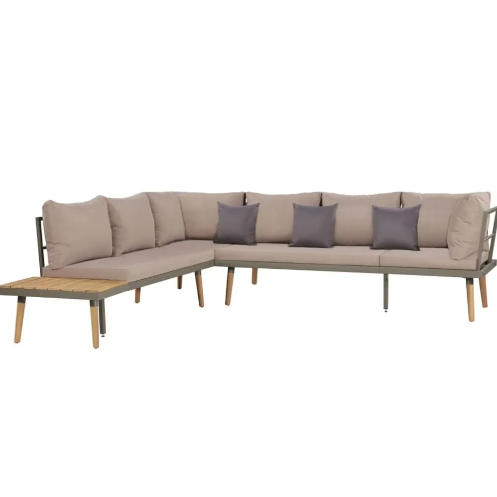 4-delige Loungeset met kussens massief acaciahout bruin>vidaXL