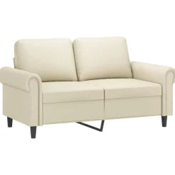 2-delige Loungeset met kussens kunstleer crèmekleurig><noscript><img width=