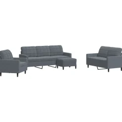 Banken*vidaXL 4-delige Loungeset met kussens fluweel Donkergrijs