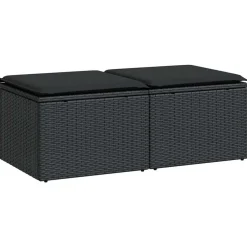 Tuinmeubelen*vidaXL 2-delige Loungeset met kussens poly rattan acacia Zwart