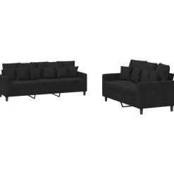 Banken*vidaXL 2-delige Loungeset met kussens fluweel Zwart