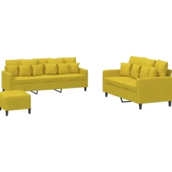 Banken*vidaXL 3-delige Loungeset met kussens fluweel Geel
