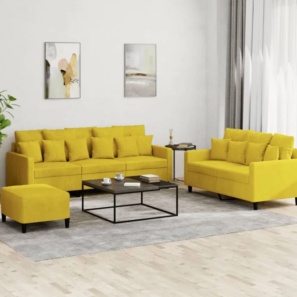 Banken*vidaXL 3-delige Loungeset met kussens fluweel Geel