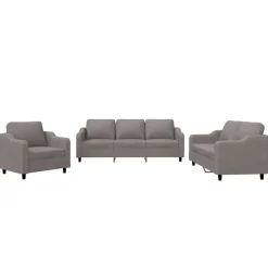 Banken*vidaXL 3-delige Loungeset met kussens stof Taupe