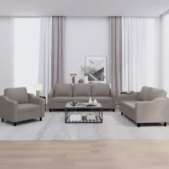 Banken*vidaXL 3-delige Loungeset met kussens stof Taupe
