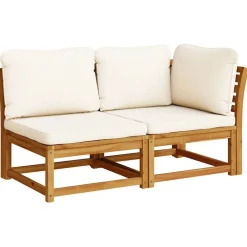 2-delige Loungeset met kussens massief acaciahout>vidaXL Discount