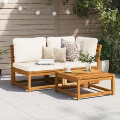 2-delige Loungeset met kussens massief acaciahout><noscript><img width=