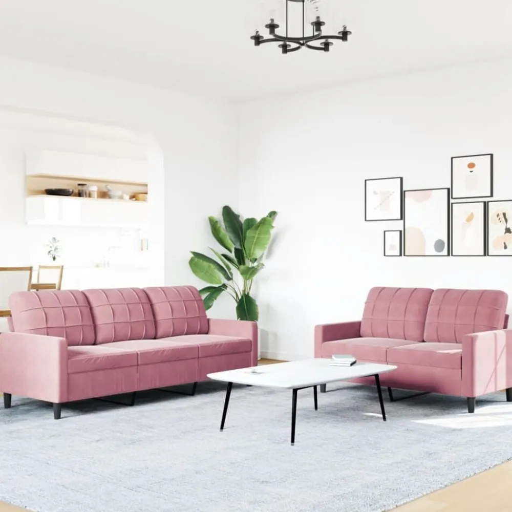 Banken*vidaXL 2-delige Loungeset met kussens fluweel Roze