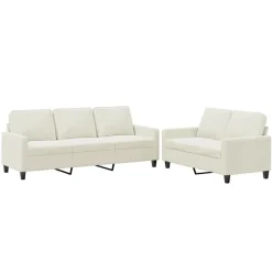 Banken*vidaXL 2-delige Loungeset met kussens fluweel crèmekleurig Crème