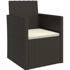 Tuinmeubelen*vidaXL 3-delige Loungeset met kussens poly rattan Zwart