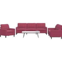 3-delige Loungeset met kussens fluweel>vidaXL Outlet