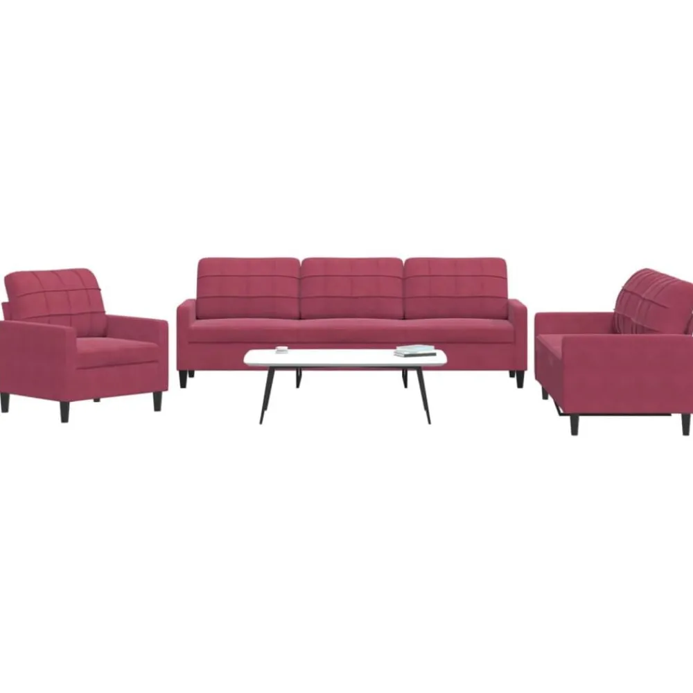 3-delige Loungeset met kussens fluweel>vidaXL Outlet