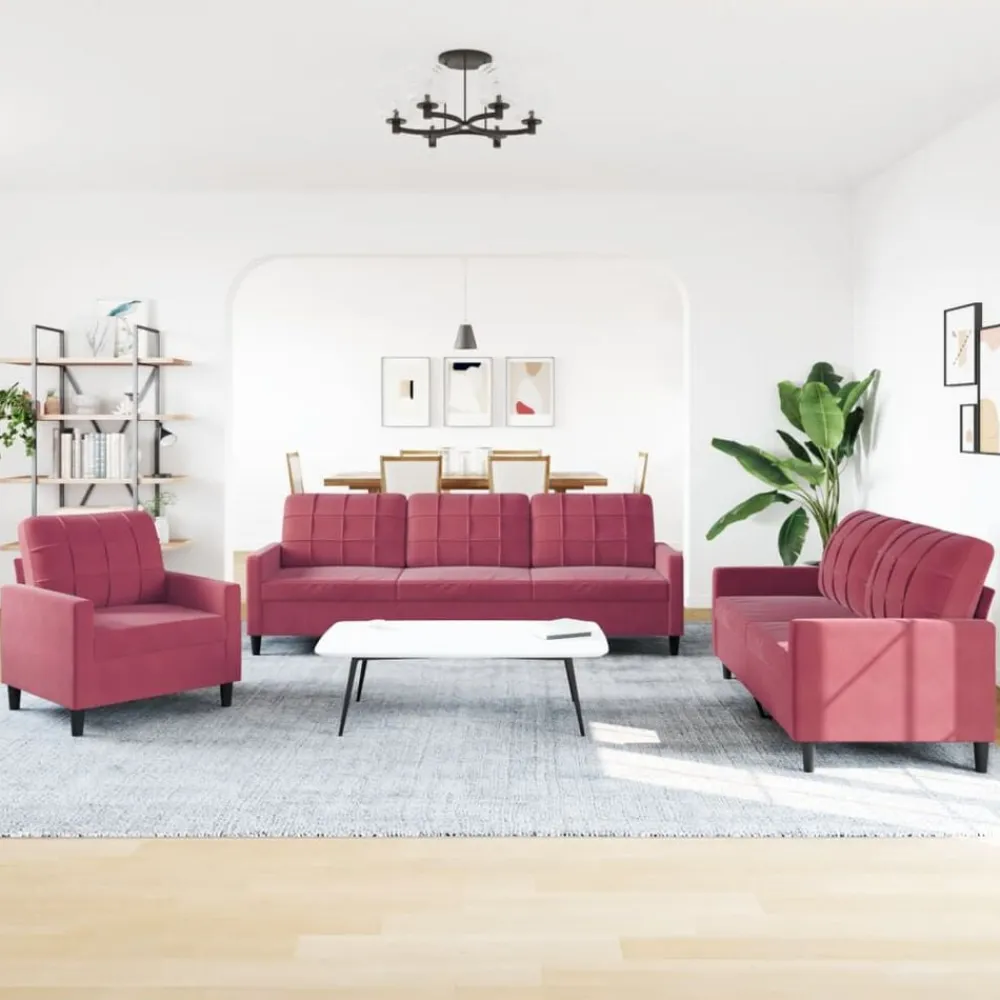 3-delige Loungeset met kussens fluweel>vidaXL Outlet