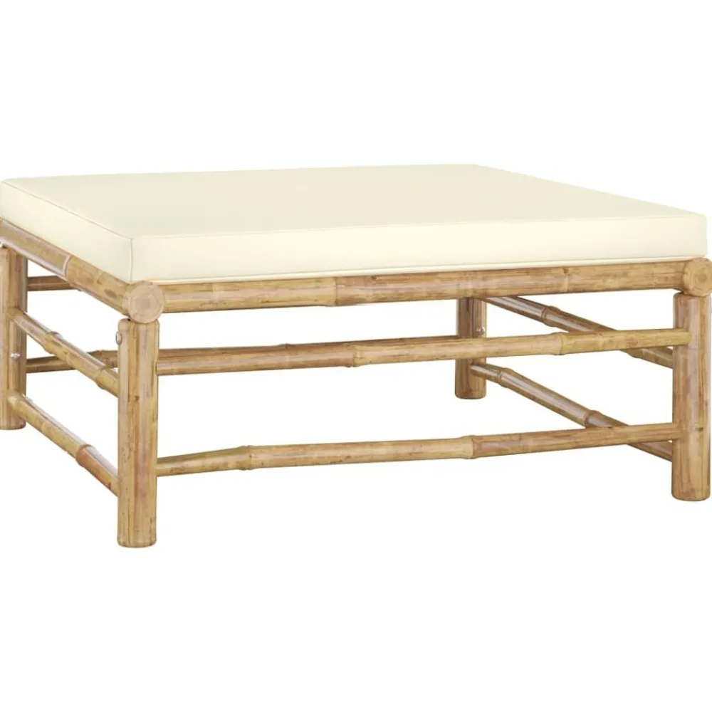 6-delige Loungeset met crèmewitte kussens bamboe>vidaXL
