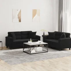 2-delige Loungeset met kussens microvezelstof>vidaXL Outlet