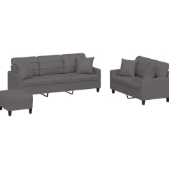 Banken*vidaXL 3-delige Loungeset met kussens kunstleer Grijs
