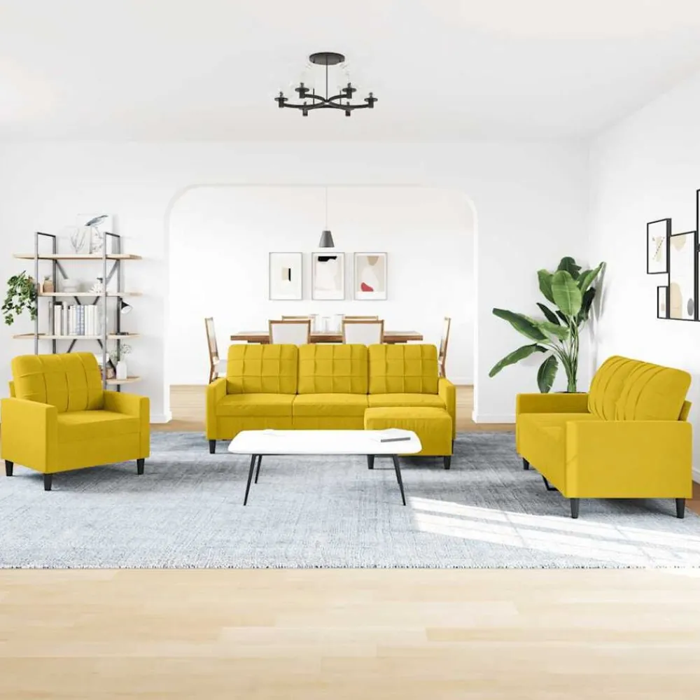 4-delige Loungeset met kussens fluweel>vidaXL Outlet