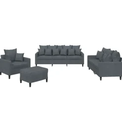 Banken*vidaXL 4-delige Loungeset met kussens fluweel Donkergrijs