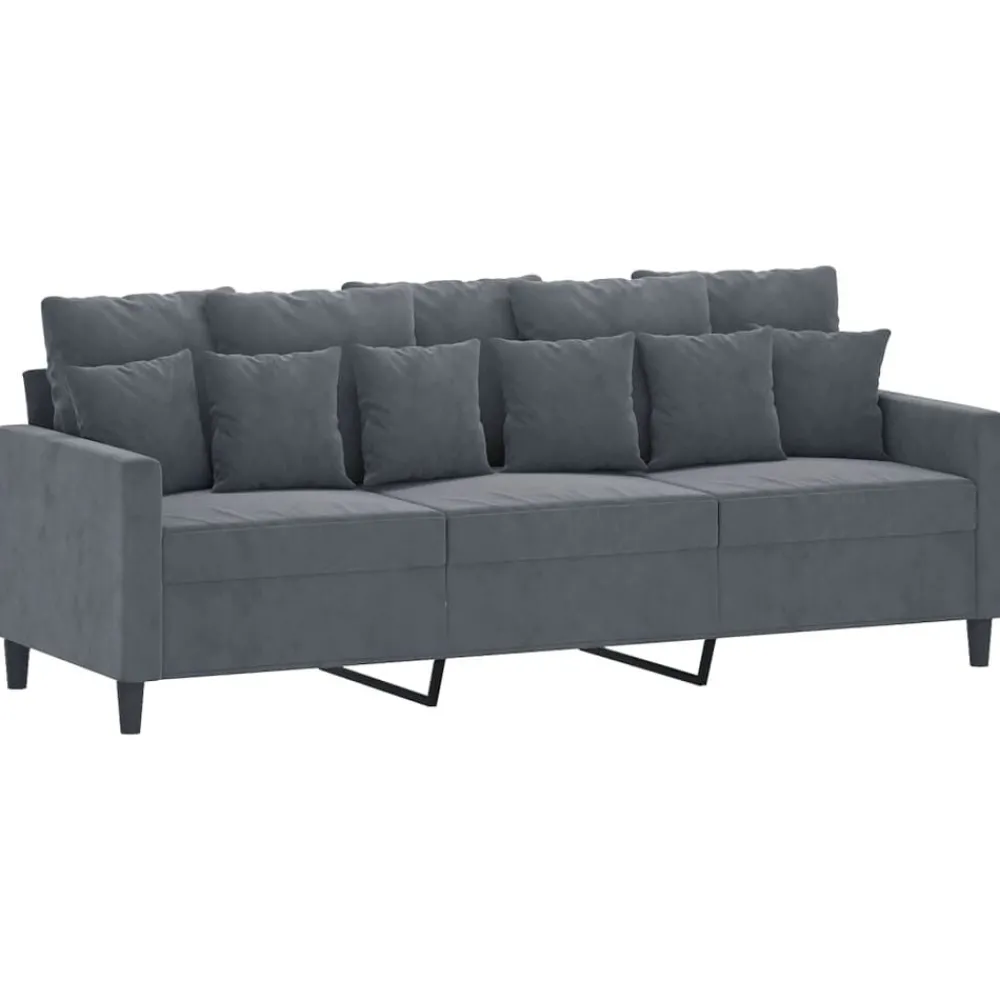 Banken*vidaXL 4-delige Loungeset met kussens fluweel Donkergrijs