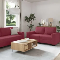 3-delige Loungeset met kussens stof wijnrood>vidaXL Best