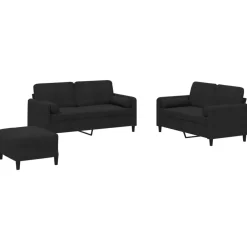Banken*vidaXL 3-delige Loungeset met kussens fluweel Zwart