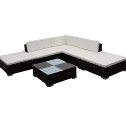 6-delige Loungeset met kussens poly rattan>vidaXL