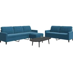 Banken*vidaXL 3-delige Loungeset met kussens fluweel Blauw
