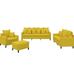 Banken*vidaXL 4-delige Loungeset met kussens fluweel Geel