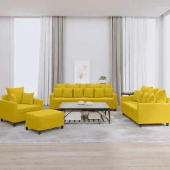 Banken*vidaXL 4-delige Loungeset met kussens fluweel Geel