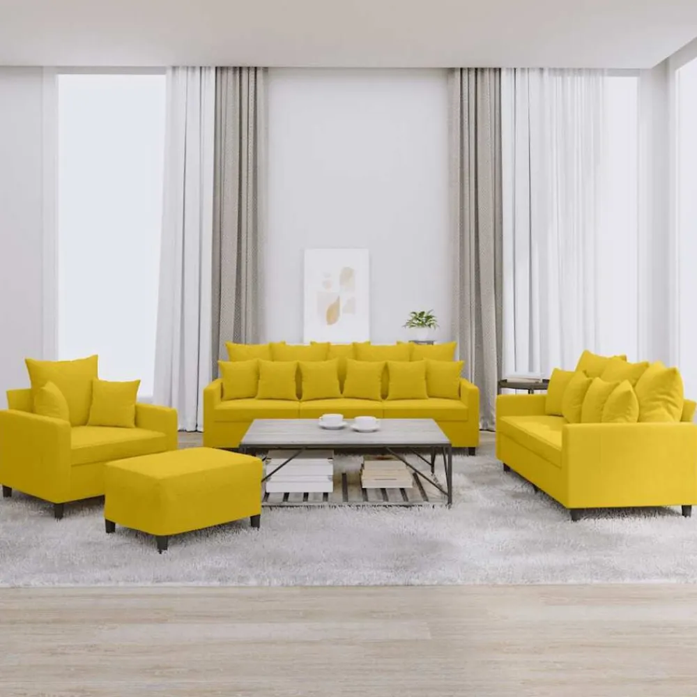 Banken*vidaXL 4-delige Loungeset met kussens fluweel Geel