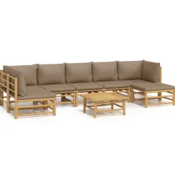 8-delige Loungeset met kussens bamboe taupe>vidaXL Outlet