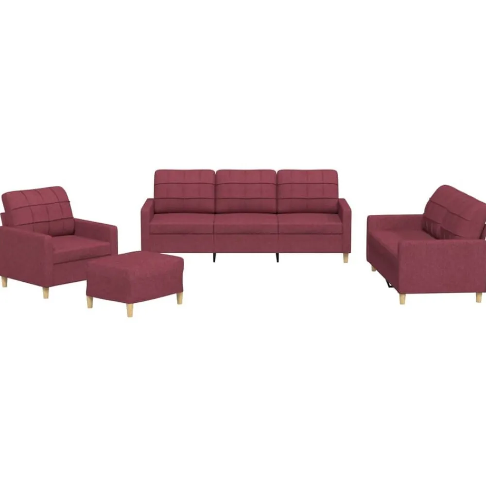 4-delige Loungeset met kussens stof>vidaXL Online