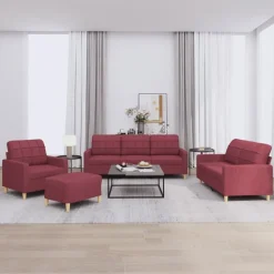 4-delige Loungeset met kussens stof>vidaXL Online