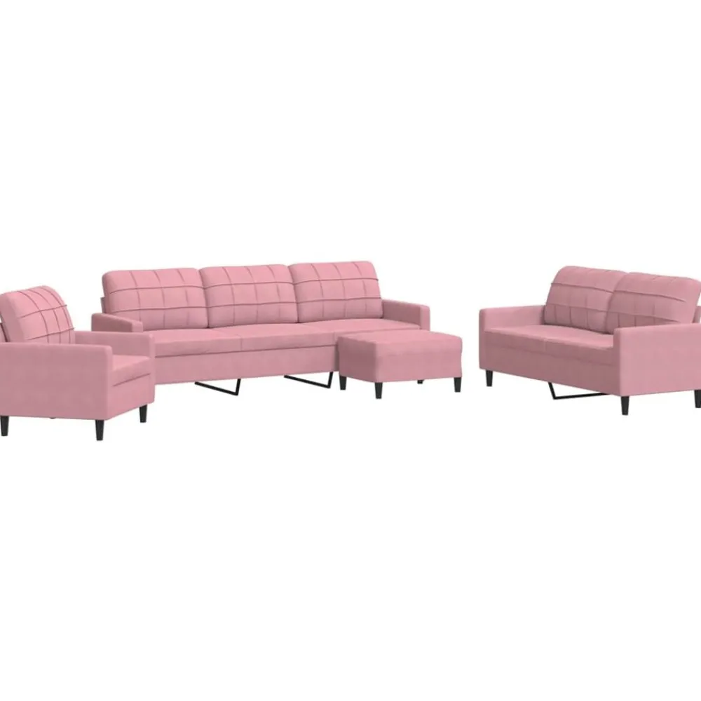 Banken*vidaXL 4-delige Loungeset met kussens fluweel Roze